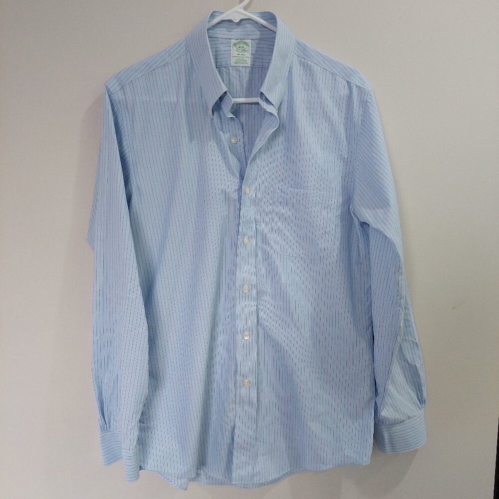 Brooks Brothers Milano fit(Extra slim fit) Dress Shirt Blue Stripped  16-34